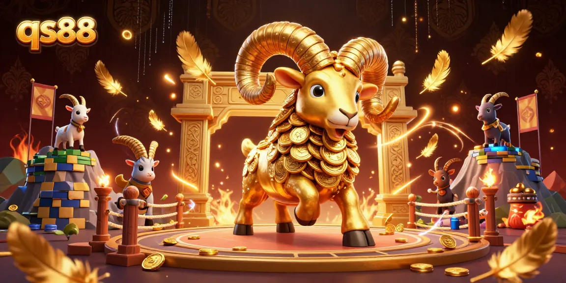 Engage with exciting qs88 gameplay featuring a golden ram charged through a casino arena atmosphere.