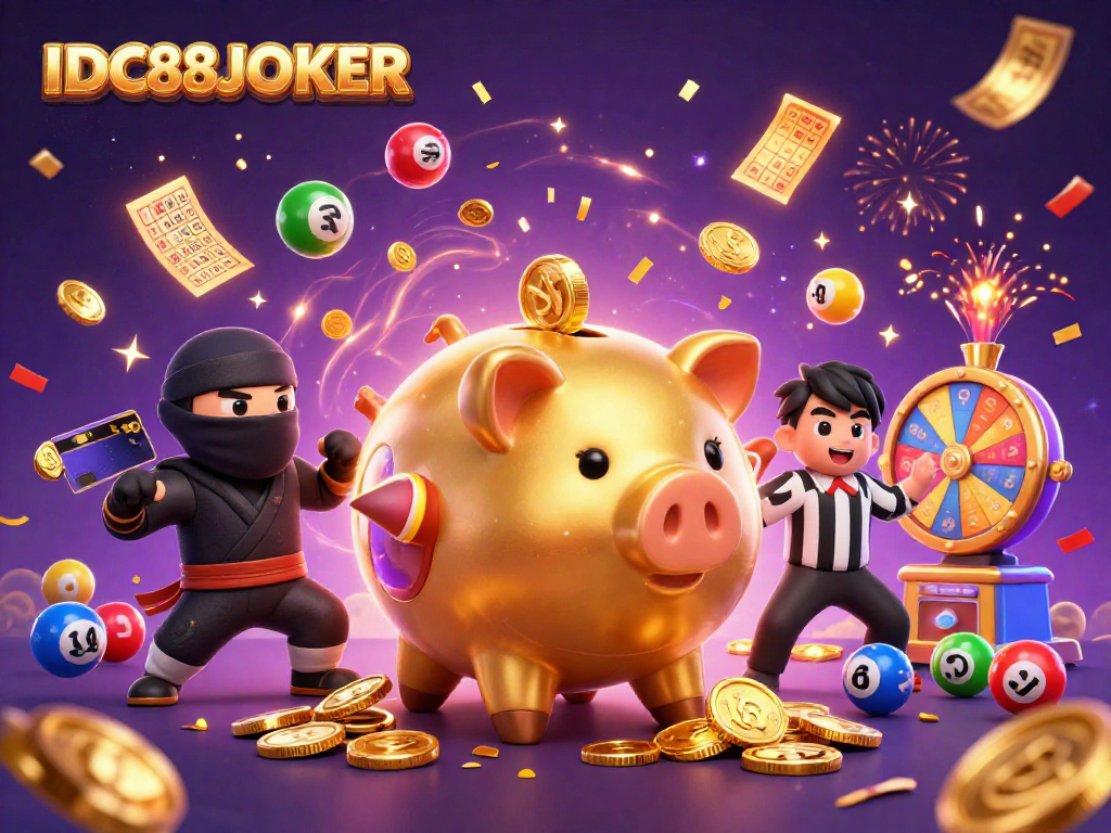 Experience thrilling gameplay with IDC88JOKER featuring golden characters and vibrant casino elements!