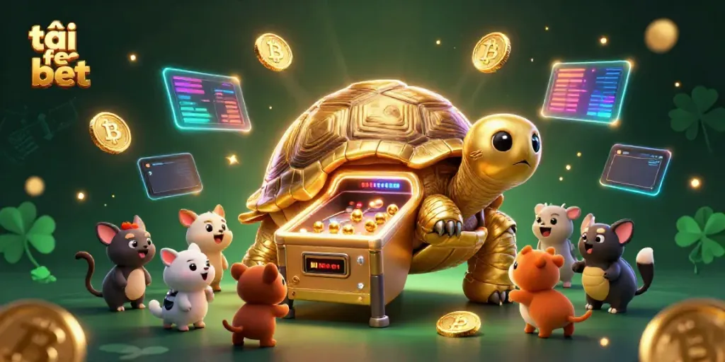 Experience the excitement of tải fe bet with vibrant 3D imagery showcasing a lively casino scene.