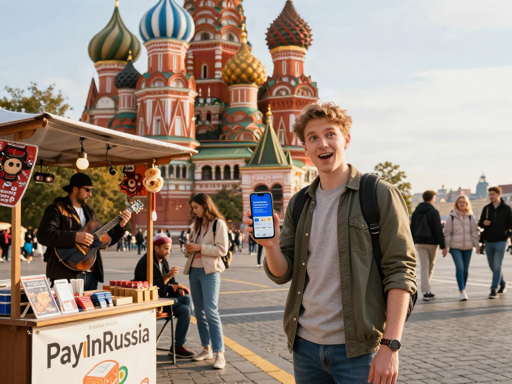 Wisatawan di Moskow menggunakan aplikasi https://payinrussia.com/ untuk pembayaran digital yang mudah.