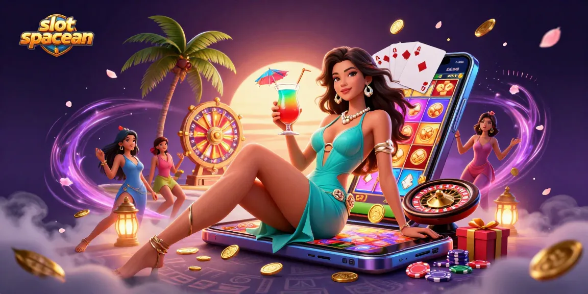 Engage with the slot spaceman game as vibrant elements surround a glamorous casino scene.