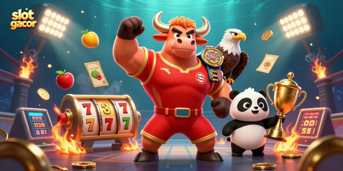 Engage with slot gacor as characters celebrate winnings in an energetic casino scene.