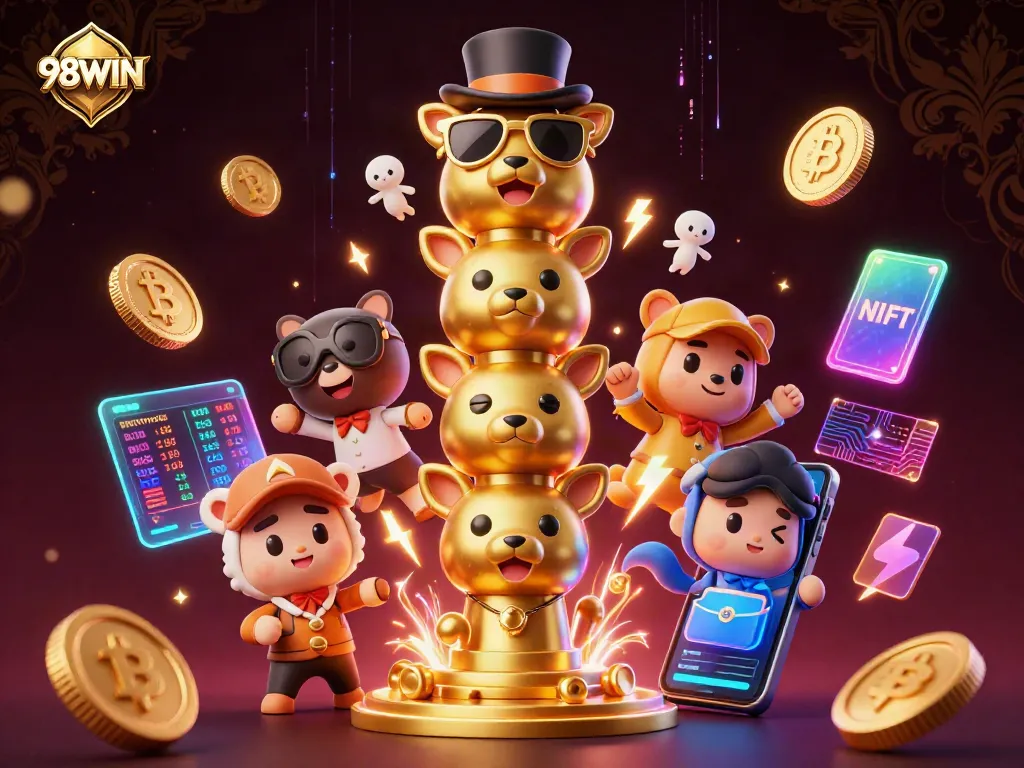 Experience thrilling gameplay at 98WIN with unique casino elements and vibrant crypto details.