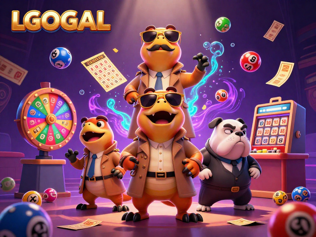 Engage with LGOGOAL's dynamic online betting experience featuring entertaining characters and vibrant casino elements.