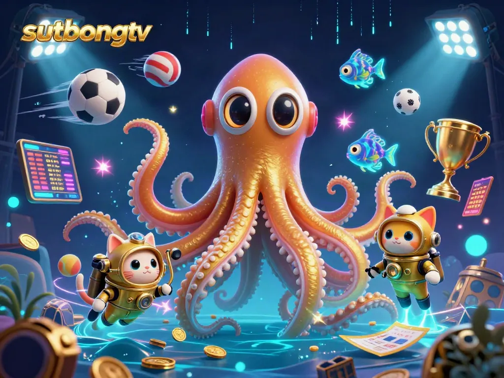 Sutbongtv showcases a thrilling online sports betting scene with interactive elements and vibrant characters.