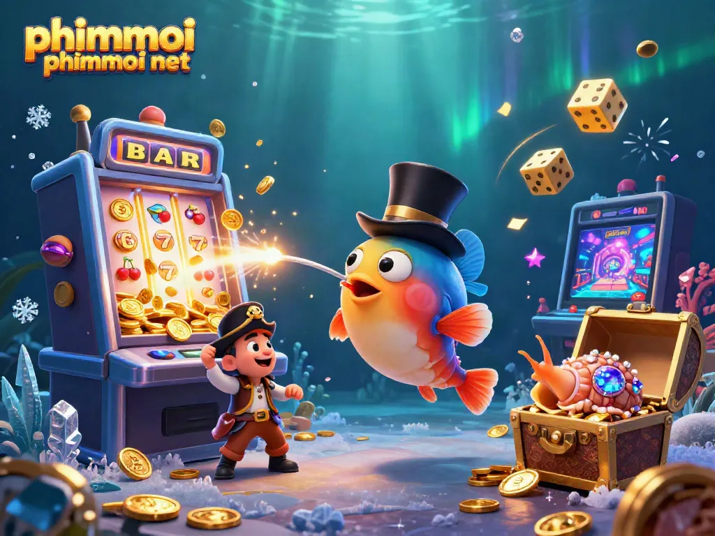 Engage in high-stakes fun with phimmoi phimmoi net and its vibrant underwater casino scene featuring animated characters.
