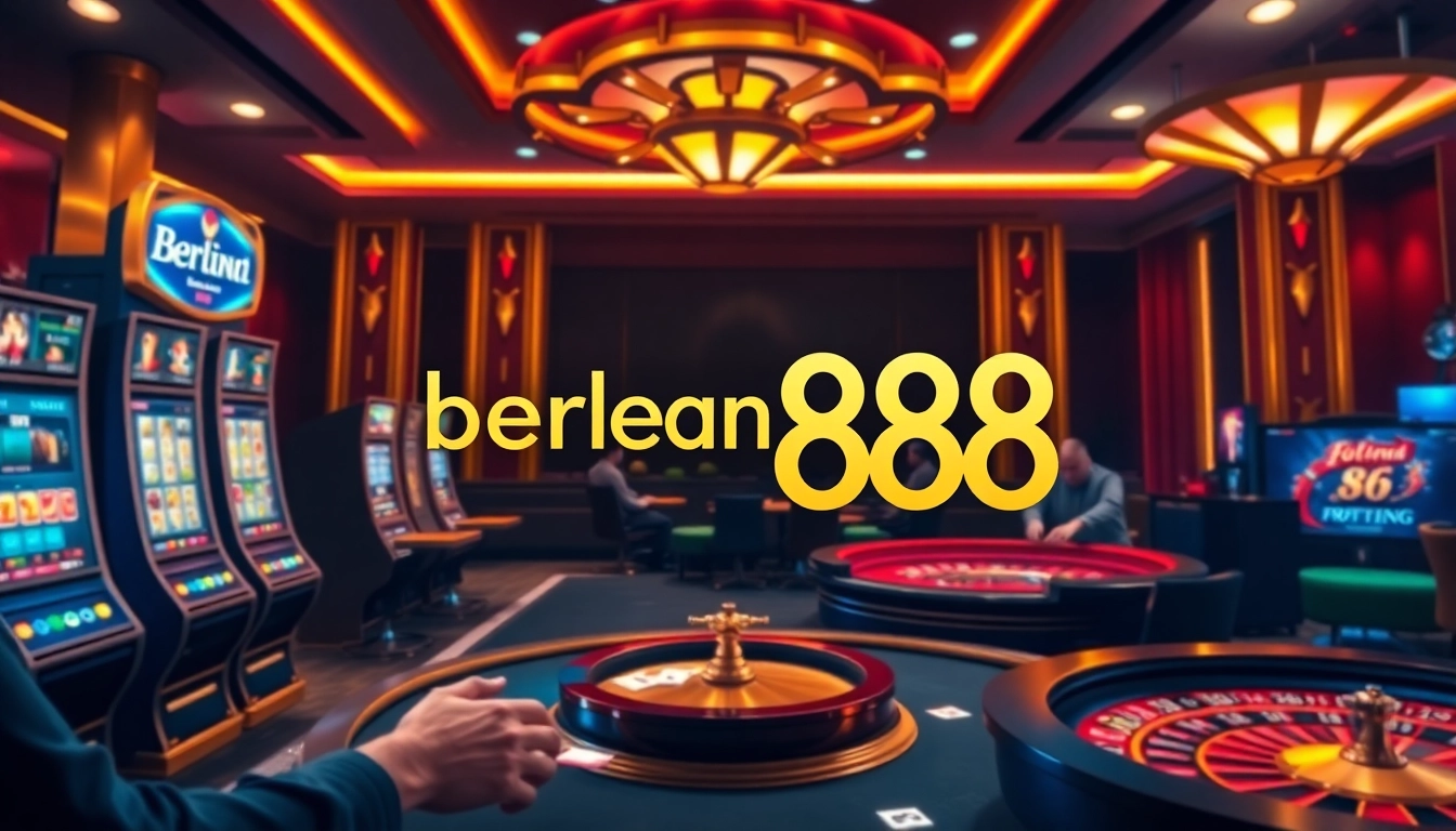 Play exciting slot games at berlian 888 with vibrant casino visuals and immersive atmosphere.