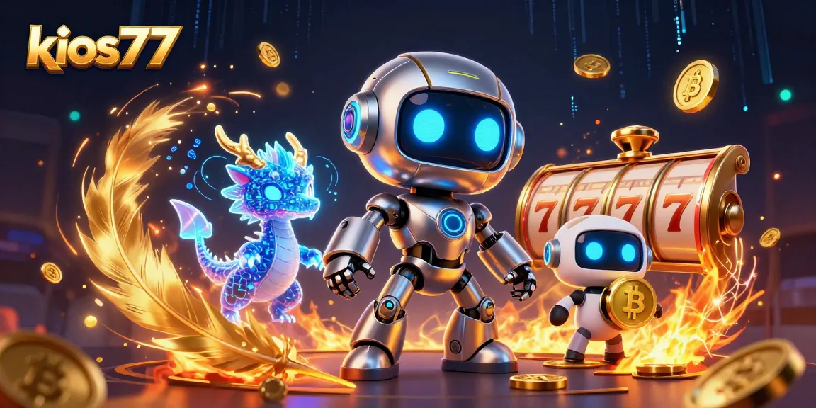 Experience thrilling gameplay at kios77 with neon-lit characters and vibrant casino elements.