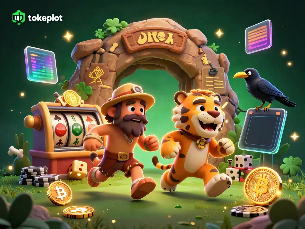 Experience the thrill of tokeslot with dynamic casino elements and cartoon characters in a vibrant scene.