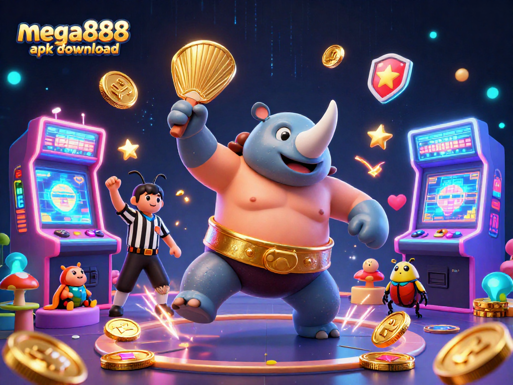 Muat turun mega888 apk dengan penggambaran menarik, menyaksikan permainan slot yang mengujakan dalam ilustrasi 3D yang dinamik.
