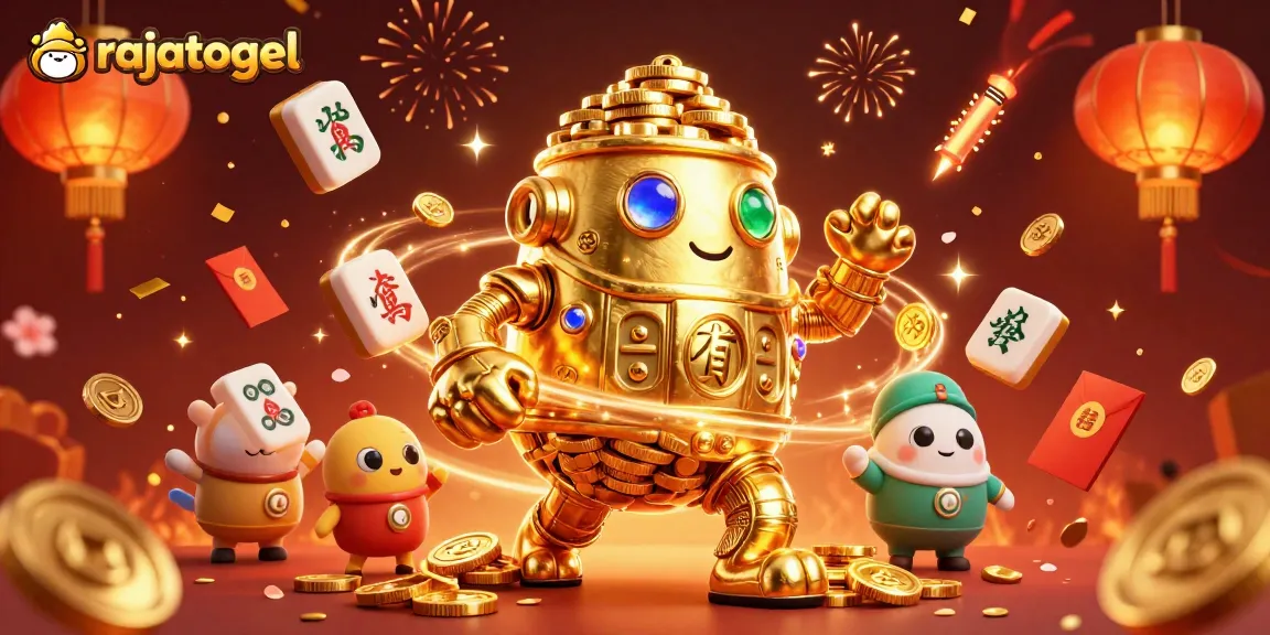 Bermain rajatogel dengan simbol slot bertaburan dan koin emas bersinar