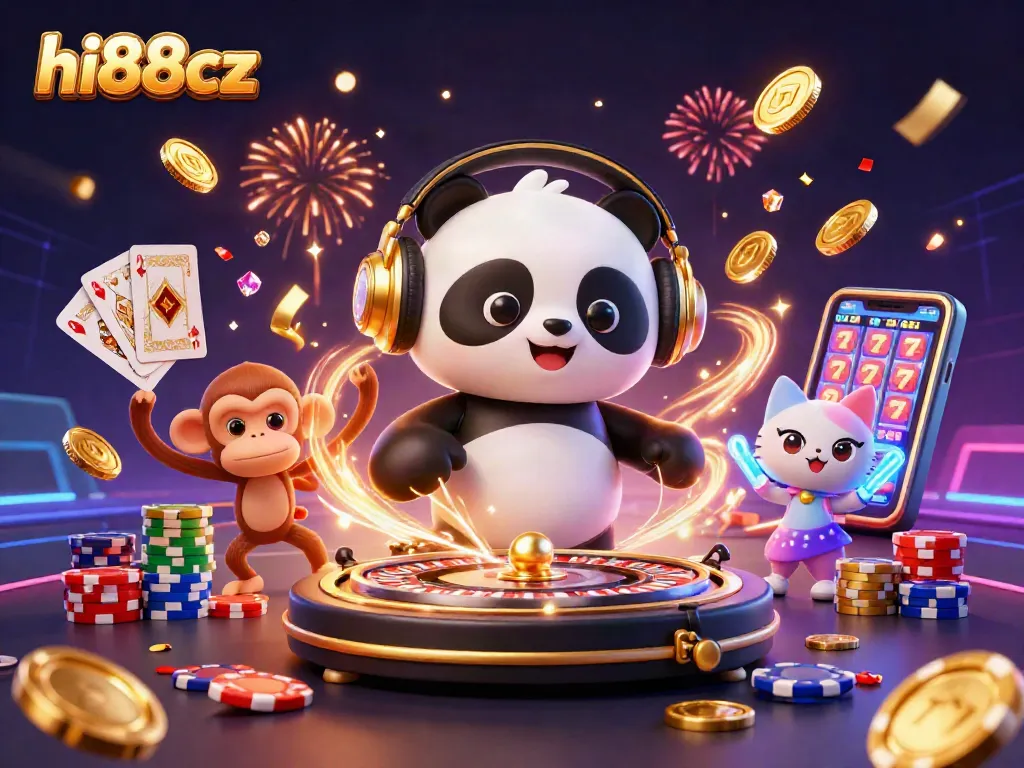 Join the fun at hi88cz, where a DJ panda spins roulette while a dancing monkey adds excitement!