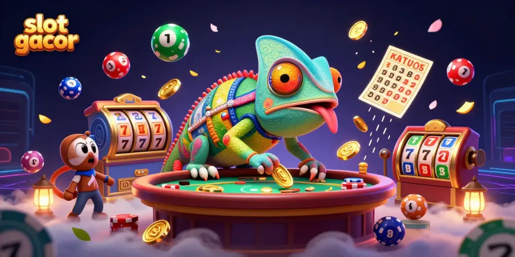 Experience exciting slot gacor action with dynamic colorful elements and a vibrant casino atmosphere.