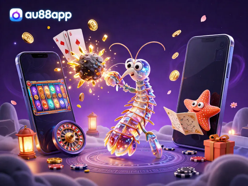 Engage with the exciting gaming world of au88app through dynamic 3D characters, colorful slot games, and shimmering gold.