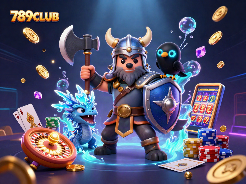 Win big with 789CLUB by spinning the 3D roulette wheel surrounded by vibrant casino elements.