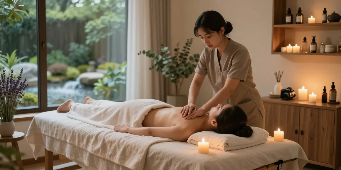 Relaxation therapy at a wellness center featuring 용인출장안마, soothing massage with aromatherapy elements.